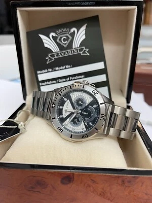 Cavadini Men's Watch Tag-Datum-24-Stunden Stainless Steel CV-3025 With Box 5 BAR - Image 1 of 4