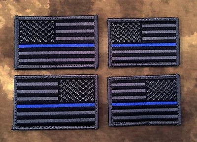 STS Subdued Thin Blue Line Gray & Black American Flag Law Enforcement Patch