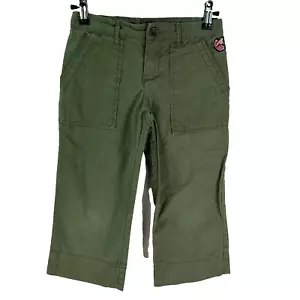 Carters Girls Straight Leg Stretch Cotton OD Green Cropped Pants Size 7 - Picture 1 of 6