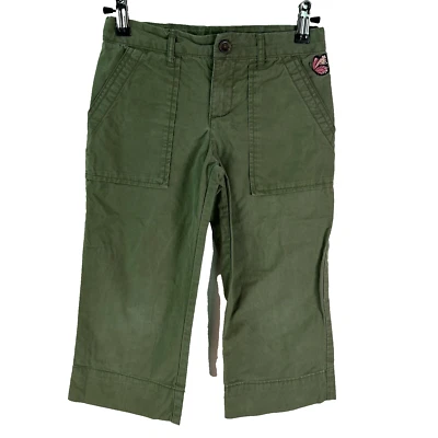 Carters Girls Straight Leg Stretch Cotton OD Green Cropped Pants Size 7 - Image 1 of 4