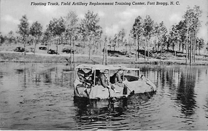 Postcard NC: Floating Truck, Field Artillery Training, Fort Bragg, WWII - Picture 1 of 2