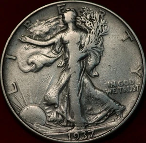 1937 Philadelphia Mint Silver Walking Liberty Half - Picture 1 of 2
