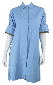 Vestido Camisa LOEWE Azul Cielo Algodón Popelina Tapeta Oculta Botón Delantero 36 - Imagen 1 de 19