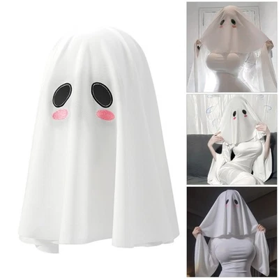 Long Flowing Ghostly Mask Lightweight Polyester Blend Comfortable Horror Costume - Image 1 of 4