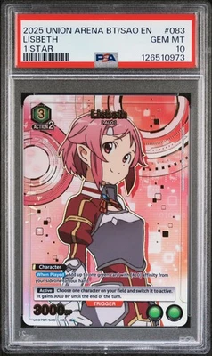 2025 UNION ARENA UE07BT/SAO SWORD ART ONLINE 1 STAR #083 LISBETH PSA 10 - Image 1 of 2