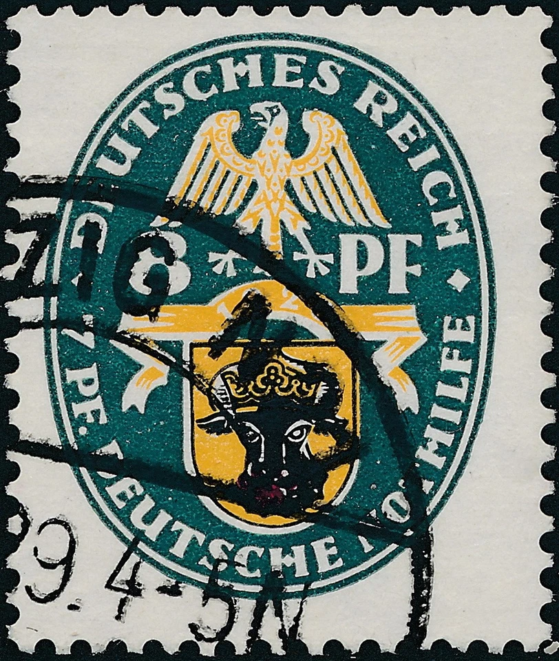 SALE: Stamp Germany Reich Mi 426 Sc B24 1928 Coats of Arms Mecklenburg Empire U - Image 1 of 1