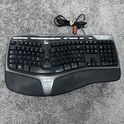 Microsoft Natural Ergonomic Keyboard w/ Riser 4000 v1.0 KU-0462 USB - TESTED - Image 1 of 4
