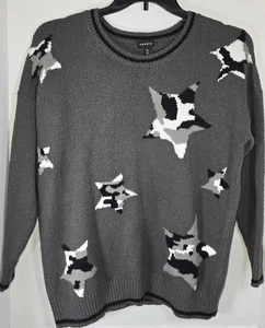 TORRID Womens 00 (10) Gray Stars Print Knit Crew Neck Pullover Sweater - Picture 1 of 9