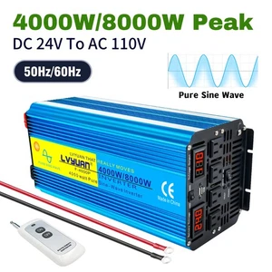 4000W 8000W 24V to 120V Pure Sine Wave Power Inverter With USB & Remote Control - Picture 1 of 8