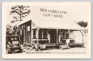 Postcard RPPC Dick and His Little Woman Pine Ridge Arkansas Coca Cola Gulf Gas - Picture 1 of 5