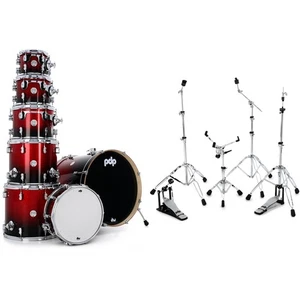 PDP Concept Maple 7-piece Shell Pack and Hardware Bundle - Red to Black Sparkle - Picture 1 of 1