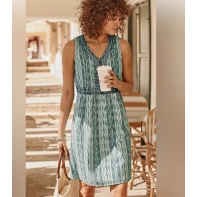 Vestido para mujer J.Jill XL A línea bordado Ikat sin mangas 100 % algodón $139 Foto 1 de 4