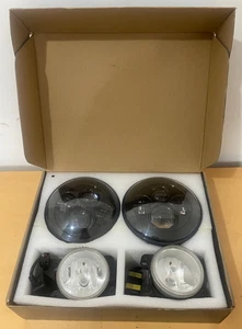 Jeep Wrangler JK LJ TJ CJ Pair 7" Inch Round LED Headlights Halo Angle Eye - Picture 1 of 9