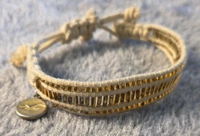 Винтажный Hollister Калифорния желтовато-коричневый шнур браслет с бисером украшения 90-х  - Изображение 1 из 4