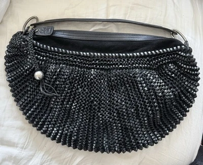 DVF DIANE VON FURSTENBERG STEPHANIE BLACK WOVEN LEATHER HOBO BAG PRISTINE - Image 1 of 3