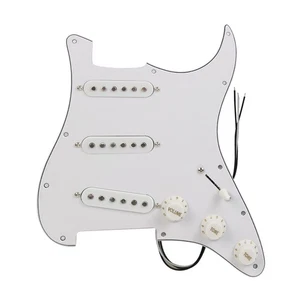 FLEOR Ceramic ST Guitar Pickups Loaded Pickguard Single Coil SSS 3ply White New - Picture 1 of 6