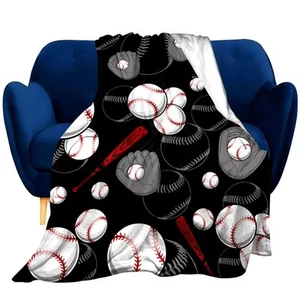 Super Soft Soccer Blanket Lightweight Cozy 3D Printed Flannel Baseball Basket... - Picture 1 of 7