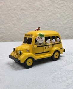 Snowman Bus Driver In Yellow School Bus With Snow Kids Ornament - Picture 1 of 7