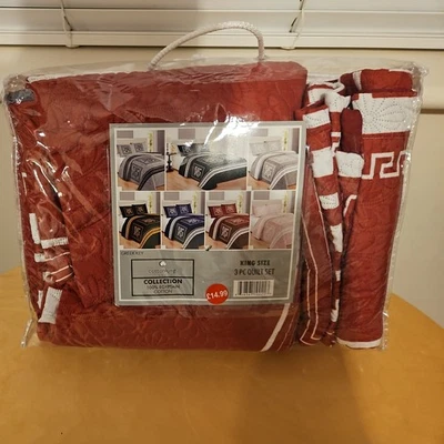 Juego de cama 3 piezas colcha de retazos acolchada estampada king con funda de almohada - Imagen 1 de 3