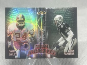 1999 Finest Main Attractions rifrattore Champ Bailey Rookie RC Deion Sanders *PWE - Foto 1 di 2