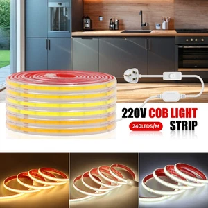 Waterproof COB LED Strip Lights Outdoor Commercial Tape Rope Self-adhesived 230V - Picture 1 of 16