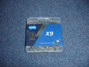 KMC X9 9 Speed Chain Gray 114 Link Bicycle Chain - Picture 1 of 3