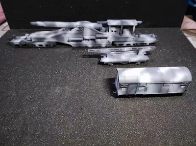 1/87 HO Scale DC Military Train Cannons Winter Shot Car WWII WW2 Freight Car Painted - Image 1 of 4