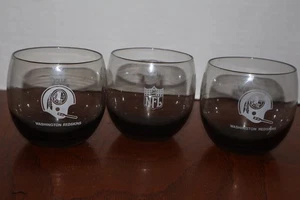 3 VINTAGE WASHINGTON REDSKINS NFL Mobil Smoke Glass Roly Poly Low Ball EXC COND - Picture 1 of 4