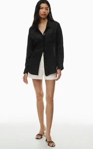 Aritzia Wilfred Free Linen Oversized Shirt Relaxed Black Beach Coastal Light Med - Picture 1 of 6