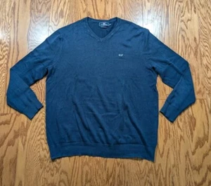 Vineyard Vines Cotton & Cashmere Whale Sweater Mens Blue Size XL - Picture 1 of 6