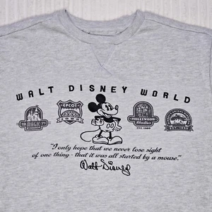 Disney World Crewneck Sweater MEDIUM Gray Magic Kingdom Epcot Hollywood Animal - Picture 1 of 9