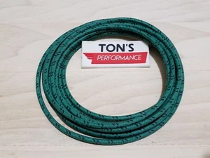 10 feet Vintage Braided Cloth Covered Primary Wire 14 ga gauge Green w/ Black - Picture 1 of 3