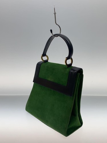 Borsa a mano Celine PARIS pelle scamosciata verde manico superiore hardware oro prezzo premium