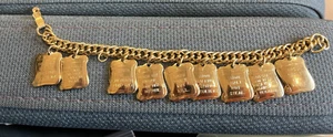 Vtg 10 Commandments Bible Charm Bracelet GoldTone Religious - Picture 1 of 3