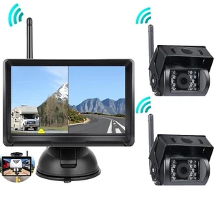 5" Wireless Rear View Monitor +2 WIFI Reverse Camera Kit Caravan Bus Truck 12V - Picture 1 of 16