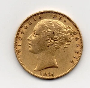 1854 Gold Sovereign, Victoria young head, shield back issue - Picture 1 of 2
