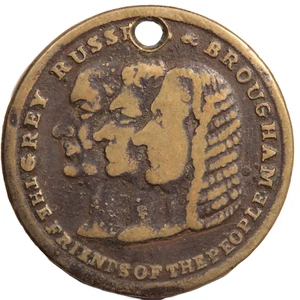 1832 GETTONE / MEDAGLIA GRIGIO, BROUGHAM E RUSSELL LA GRANDE RIFORMA DISEGNO DI LEGGE (#7489) - Foto 1 di 2