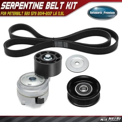 Kit de 3 componentes de transmisión por correa Serpentine para Peterbilt 320 579 2014-2017 L6 11,9 L Foto 1 de 4