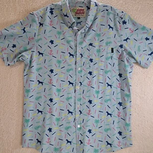 Mens Simply Southern Life Of The Party Button Down Shirt Cars Dogs Turtles - Picture 1 of 9