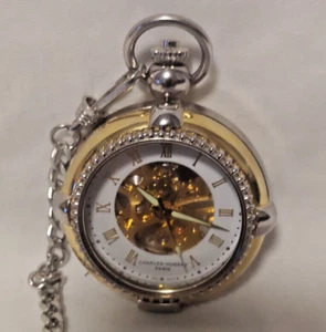 Beautiful Charles Hubert Paris Open Face Gold Plated Pocket Watch 17 Jewels - Picture 1 of 7