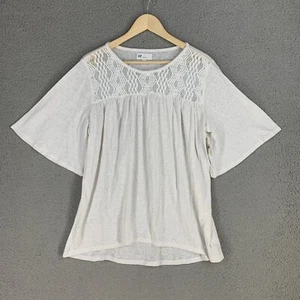 NWT Gap Linen Blend Large White Lace Flare Tunic Relaxed Lagenlook - Picture 1 of 11