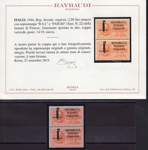 Firenze - Espresso Lire 2,50 coppia verticale tiratura di Firenze soprastampa sp - Picture 1 of 1
