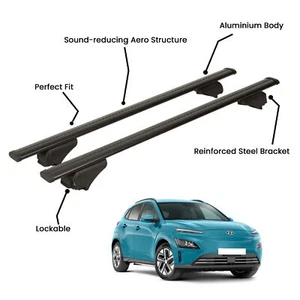 2 Pcs Black Roof Rack Cross Bars For HYUNDAI KONA SUV 2017-2023 - Picture 1 of 10