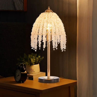 Crystal Table Lamp Gold Modern Bedside Nightstand Desk Lamp Bedroom Living Room - Image 1 of 4