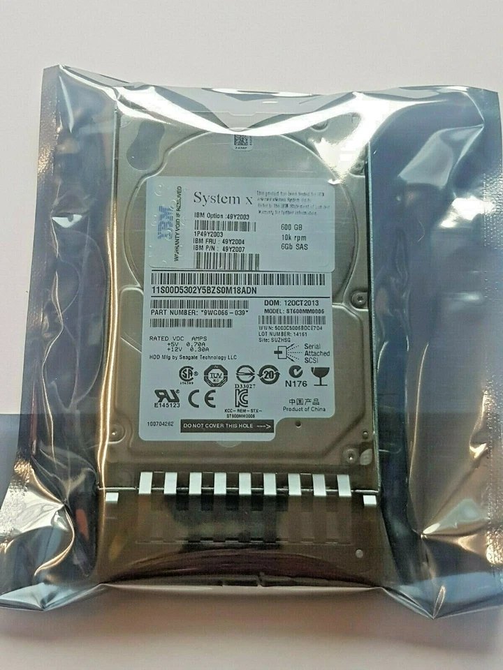 600 GB SAS IBM System X 49Y2003 ST600MM0006 10K 16MB 2.5 " Hard Drive+Caddy New - Image 1 of 1
