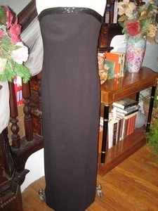 Trägerloses Ballkleid Ralph Lauren schwarz bodenlang Perlenbesatz Abend Gr. 4 - Bild 1 von 2