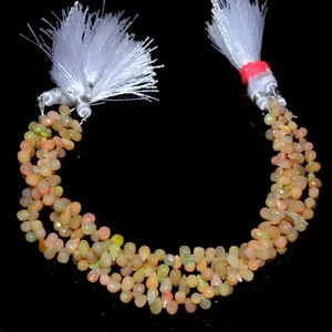 Ethiopian Opal AAA+ Yellow Fire Faceted Teardrop Briolette Beads 8inch Strand - Picture 1 of 4