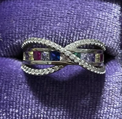 Banda cruzada All Around Boutique AAB 925 creada multicolor zafiro talla 6 nueva sin etiquetas Foto 1 de 4