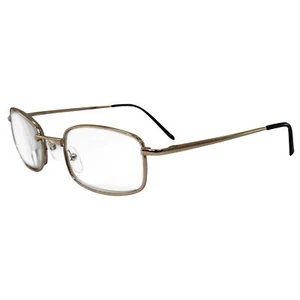 Men's High Powered Reading Glasses Gold Frame & Case +6.00 Mag Aspheric Lens - Picture 1 of 9