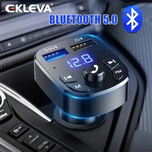 Voiture Mains Libres Bluetooth 5.0 FM Émetteur Kit De Voiture MP3 2 USB Chargeur Rapide - Photo 1 sur 8